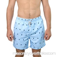 The Endless Summer Men's Solid Color and Sailboat Print Quick Dry Swim Trunks Light Blue Sailboats B07KQG73VR